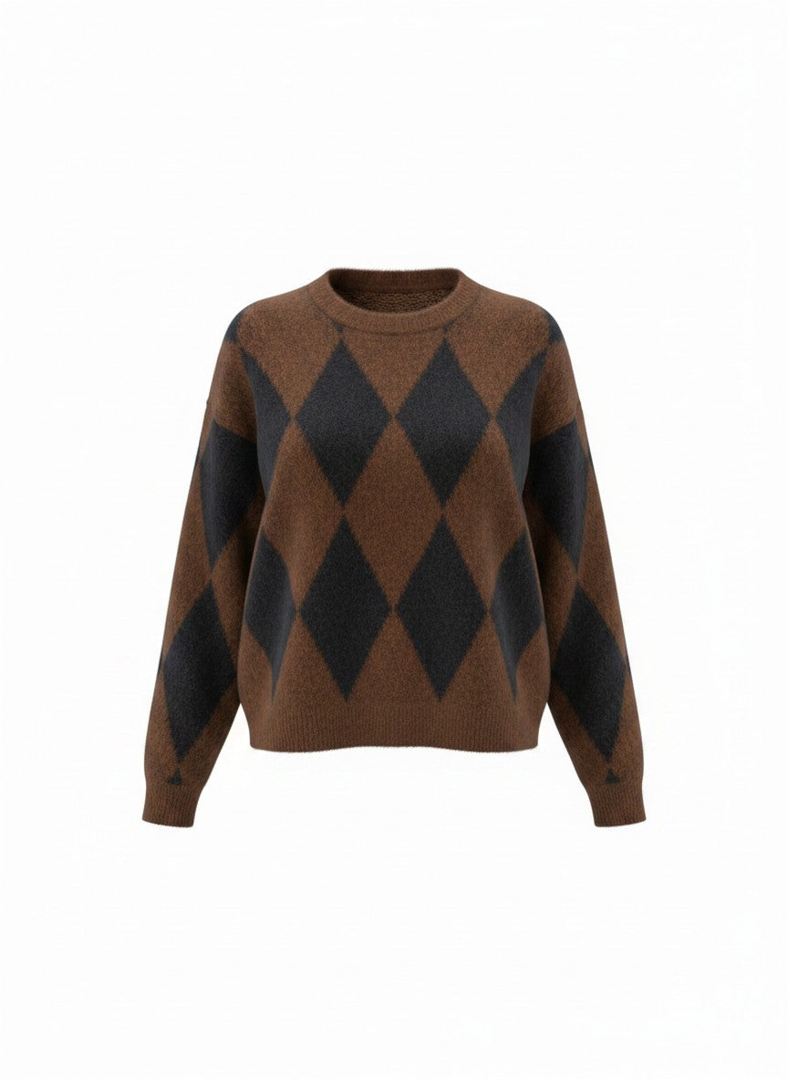 ICNK Veloura Argyle in Navy – productfoto 1