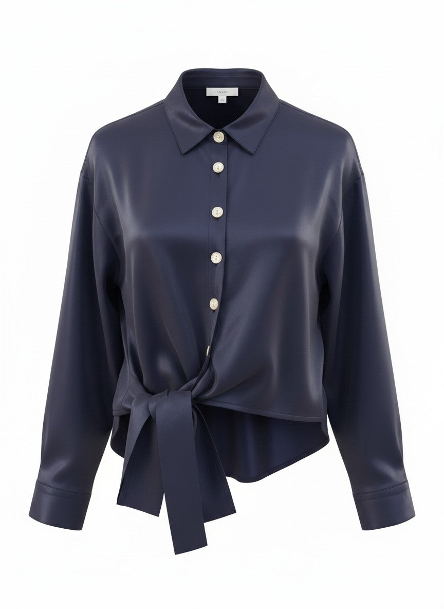 ICNK Wrap Shiny Satin in Navy – productfoto 1