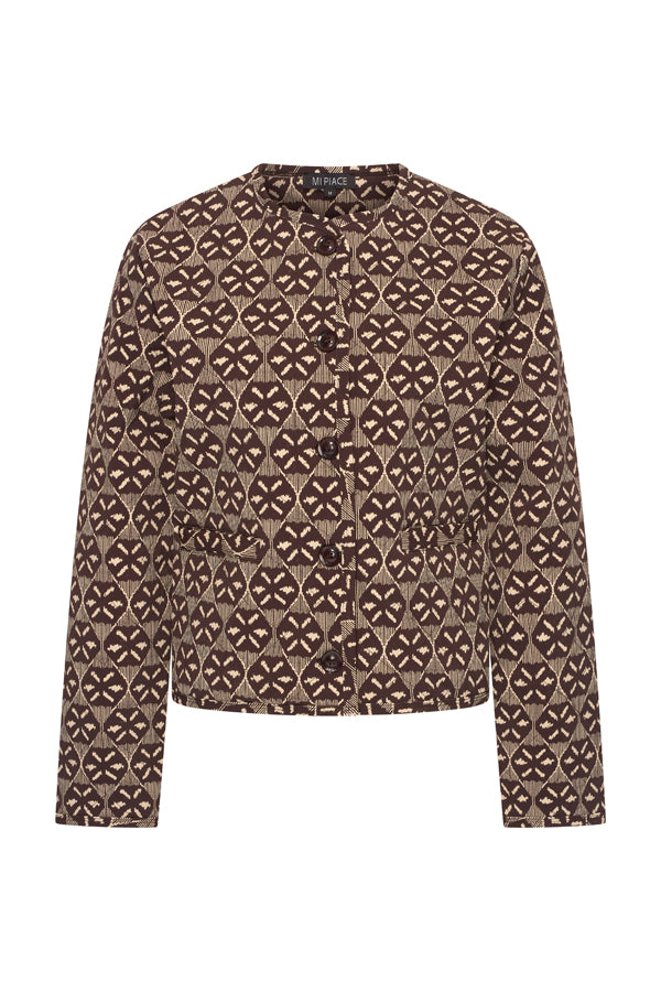 Mi Piace Stepped Jacket Harvest Ikat Print in Espresso