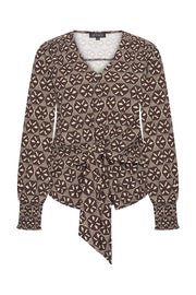 Mi Piace Top Knotted Harvest Ikat Print in Espresso