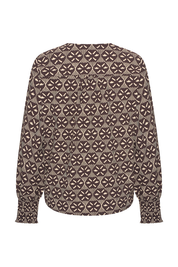 Mi Piace Top Knotted Harvest Ikat Print in Espresso
