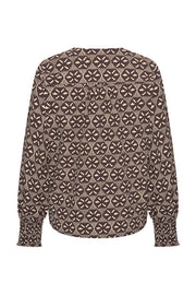 Mi Piace Top Knotted Harvest Ikat Print in Espresso