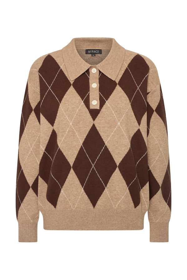 Mi Piace Pullover Argyle in Espresso